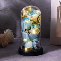 Boîte Cadeau de Fleurs de Savon en Acrylique, Bouquet de Fleurs Séchées Éternelles, Cadeau Luminescent