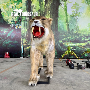 โมเดล <span class=keywords><strong>Smilodon</strong></span> รูปสัตว์เหมือนจริงอุปกรณ์เพื่อความบันเทิงในสวนกลางแจ้งขนาดเท่าของจริง - Product Image 5