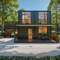 Casa Modular de Acero de Alta Calidad de 2 Dormitorios, Casa Prefabricada Totalmente Equipada para Apartamentos, Oficina, Diseño de Paquete Plano