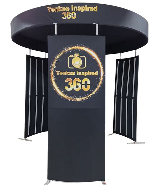 Customized Quick Assemble Portable Trade Show Display 360 Video Photo Booth With LED Lights and Enclosure Backdrop
