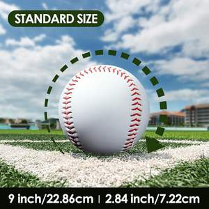 Secchio di palle da baseball in pelle-dimensioni Standard, confezione da 12 senza marchio e morbida da 9 pollici per la pratica e il campionato - Product Image 2
