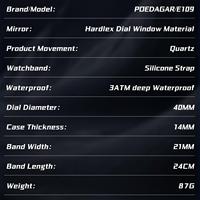 POEDAGAR E109 Nouveautés Montre Chronographe Sportive Double Fuseau Horaire Homme Silicone Étanche Quartz Numérique LED Reloj Masculino
