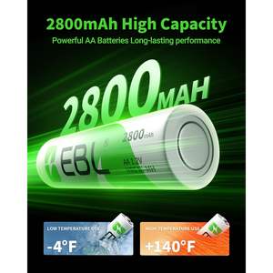 For EBL Precharged Ni-MH <b>AA</b> Rechargeable <b>Batteries</b> Pack of 8 2800mAh High Capacity with 1.2V Nominal Voltage Metal Housing - Product Image 3
