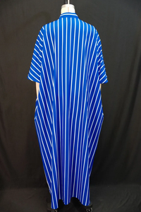 Vestido maxi tipo caftán con estampado de rayas para mujer, talla grande, manga corta, holgado, informal, a la moda - Product Image 6