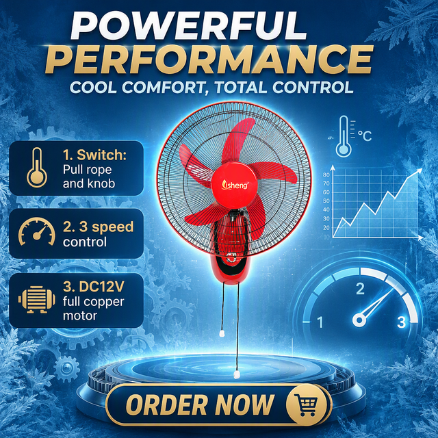 Wall Mount Fans Solar Powered Ceiling Fan for Home Electric Fans Hot Sale DC12V16 Inch Cooling Air AC/DC Electric Wall Fans