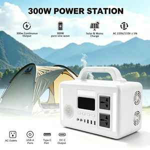 Estación de energía portátil de 300W con onda sinusoidal, batería de litio, salidas USB tipo C, AC y DC, diseño con asa blanca. - Product Image 5