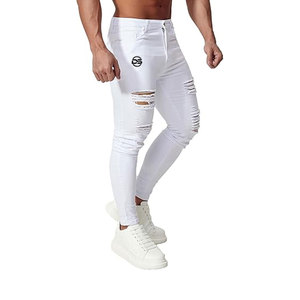 Vêtements décontractés légers pour hommes en mélange coton/polyester de haute qualité, effet moustache, délavé aux enzymes, coupe slim, style streetwear, vente en gros - Product Image 4