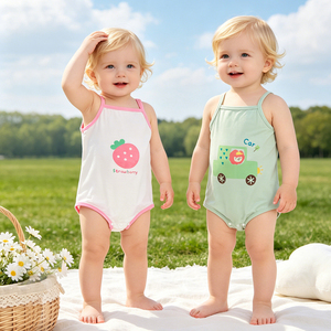 Barboteuse d'été fine en modal sans manches à bretelles pour bébé, vêtements de bébé, vêtements pour enfants - Product Image 2