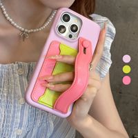 Casing ponsel dompet kartu warna campuran penutup pelindung tahan benturan casing Funda tali melingkar untuk iPhone 16 15 14 13 12 Pro Max Plus