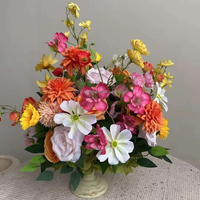 Centre de table floral artificiel en soie Anthurium rose, Dahlia, Delphinium pour mariage, hôtel, événement, décoration de table