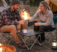 Table de camping pliante moderne en aluminium de petite taille - Légère et pliable avec sac de transport, mobilier d'extérieur pour pique-nique, randonnée et plage