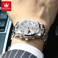 Montre-bracelet à quartz pour homme avec diamant OLEVS 2858 Montre à quartz résistante à l'eau Horloge design décontracté avec logo personnalisé d'usine