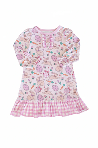 Vestido Infantil GLD1580 Personalizado con Estampado de Conejito de Pascua y Flores, Transpirable, Hasta la Rodilla, Venta al por Mayor - Product Image 6