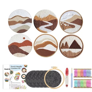Juego de Posavasos de Algodón Bordados a Mano con Aguja Mágica, Diseño Moderno de Animales, con Base Antideslizante para el Hogar u Oficina - Product Image 4