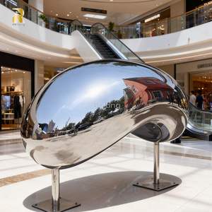 RELONG Célèbre <span class=keywords><strong>sculpture</strong></span> de porte nuage en acier inoxydable polie miroir personnalisée pour la décoration de places publiques - Product Image 5