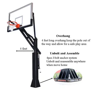 60 इंच इनग्राउंड बास्केटबॉल घेरा वयस्क ऊंचाई समायोज्य बास्केटबॉल लक्ष्य