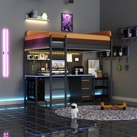 Lit-balançoire en bois artificiel Ins, design à la mode, compétition d'énergie éolienne, lit-balançoire à deux étages de Style jeu pour enfants avec bureau
