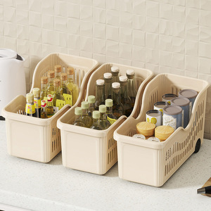 ที่จัดระเบียบครัวสไตล์ญี่ปุ่น ชั้นวางของพลาสติกหนาพร้อมล้อ สำหรับฝาหม้อและอุปกรณ์ทำอาหาร ความลึก 8-11.9 นิ้ว - Product Image 4