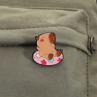 Capybara lucu Pin Enamel UNTUK LIBURAN bros logam hewan lucu bros kerah Lapel ransel hadiah perhiasan grosir
