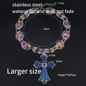 Collier Ras du Cou Épais Acrylique Transparent Thème Jésus Hip Hop Punk Personnalisé pour Hommes et Femmes, Pendentif Croix Style Nez de Cochon, Bijou Tendance Garçon Ado - Product Image 3