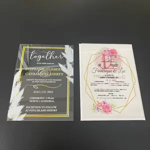 Customized Lucite UV Printing Engagement Wedding Clear Acrylic Invitation Card