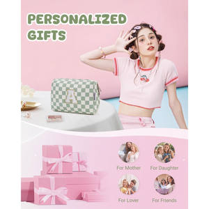 Organizzatore di borsa cosmetica da viaggio per trucco a scacchi personalizzati in fabbrica borse per il trucco da toilette scomparti per donne <span class=keywords><strong>ragazze</strong></span> - Product Image 4