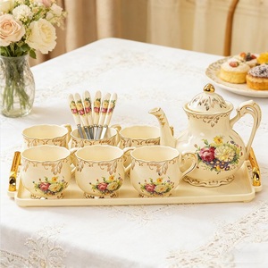 Disponibile Set Tazza e Piattino in Porcellana Stile Retrò Francese con Rose, Design Moderno ed Ecologico <span class=keywords><strong>per</strong></span> Tè del Pomeriggio e Caffè - Product Image 2