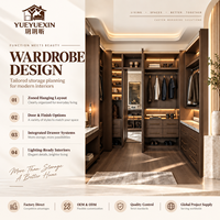 Dressing sur mesure en bois de noyer foncé avec miroir central et étagères éclairées par LED pour vestiaires de villas de luxe