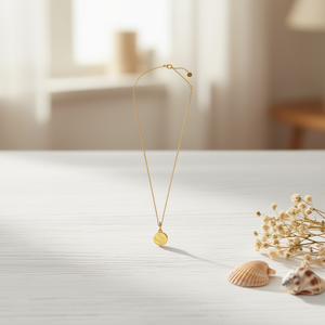 Collana con ciondolo alla moda da 1,5 cm, catena in acciaio inossidabile a doppia faccia con segno zodiacale Pesci, tono oro - Product Image 2