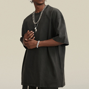 T-shirt Oversize in Cotone di Alta Qualità con Spalle Cadenti, 300gsm, Nero Lavato, Maglietta Neutra all'Ingrosso - Product Image 3