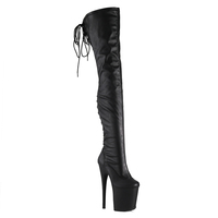 Bottes de strip-tease professionnelles de 20 cm au-dessus du genou, à lacets arrière et fermeture éclair latérale, chaussures de pole dance pour danseuses exotiques, spectacle sur scène