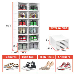 DAYOOH Gabinete para Zapatos de 6 Niveles Sin Instalación Organizador de Zapatos Transparente Contenedor de Plástico Plegable para Almacenamiento de Zapatos - Product Image 4