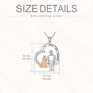 เครื่องประดับที่ดี925เงินสเตอร์ลิงเพทายและสร้อยคอจี้รูปหัวใจพ่อและลูกสาว - Product Image 2