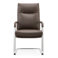 Chaise de visiteur en cuir marron empilable moderne avec accoudoirs pour bureau, salle de conférence et réunion - Vente en gros