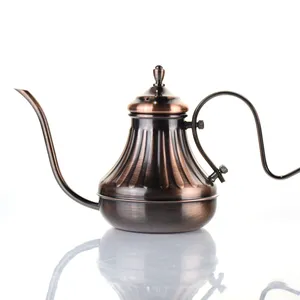 Copper Stainless Steel Gooseneck Hand Drip Coffee Kettle Pour Over Coffee Tea Punch Pot