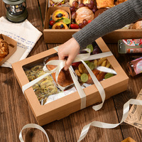 Boîtes d'emballage alimentaire en carton ondulé biodégradable LVYA pour boulangerie, pour sandwichs, gâteaux, camping et pique-nique