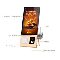 Système de commande de restaurant en libre-service avec lecteur de codes-barres tactile Windows de 23,8 pouces pour la vente au détail, kiosque de commande automatique