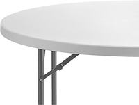 Table de banquet pliante ronde en plastique moderne de 5 pieds pour le camping, la maison ou la salle à manger d'hôtel, utilisation commerciale