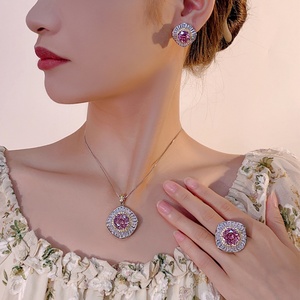 Wholesale Fashion Jewelry Eco-friendly Copper Gold Plated 14-10MM Geometric Zircon Ring <b>Set</b> for Trendy Contemporary Style - Product Image 6
