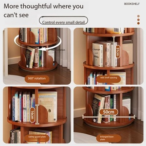 Étagère à livres rotative à 360 degrés en bois massif, bibliothèque d'<span class=keywords><strong>angle</strong></span>, étagère de rangement pour salon, chambre, bureau, gain de place - Product Image 3