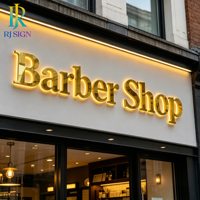 Enseigne rétroéclairée en acier inoxydable résistante aux intempéries, enseigne 3D éclairée par LED, enseigne commerciale, enseigne LED pour salon de coiffure, salon de beauté, nom