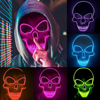 Masque de squelette humain pour Halloween, masques à LED illuminés, masque drôle, alimentation, déguisement du grand Festival, Cosplay, masques de fête
