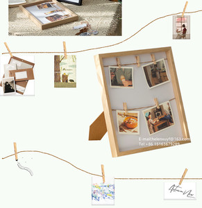 Cadre <span class=keywords><strong>photo</strong></span> collage écologique en <span class=keywords><strong>verre</strong></span> transparent et bois pour l'affichage de photos 5x7 avec <span class=keywords><strong>impression</strong></span> sérigraphique, 8 épingles en bois, clips - Product Image 5