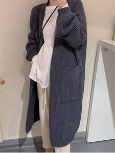 Cardigan d'hiver coréen pour filles, manteau épais en <span class=keywords><strong>laine</strong></span> tricotée, <span class=keywords><strong>veste</strong></span> en tricot, cardigans longs en cachemire pour femmes - Product Image 5