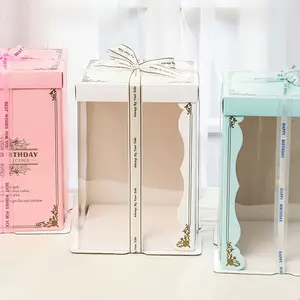도매 사용자 정의 로고 골판지 키가 큰 사각형 가격 케이크 상자 골판지 흰색 식품 사용 창