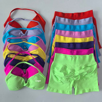 Ensemble de yoga 2 pièces en nylon 90 % et élasthanne 10 %, couleur bonbon, soutien-gorge et short sans couture