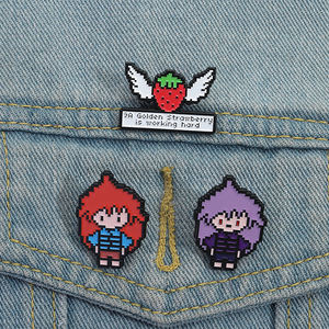 Pixel Pin Enamel karakter Game Retro bros tokoh aksi Lapel lencana hadiah perhiasan untuk teman dan gamer - Product Image 1