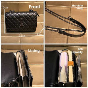 <span class=keywords><strong>Sac</strong></span> bandoulière <span class=keywords><strong>matelassé</strong></span> en cuir véritable haut de gamme pour femme, nouveau style 2025, avec chaîne et fermeture éclair, tendance et polyvalent, <span class=keywords><strong>petit</strong></span> format carré en polyester - Product Image 6