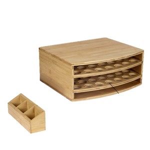 Boîte de rangement pour dosettes de café en bambou avec couvercle, capacité de 30 capsules, pour l'organisation de la cuisine - Product Image 2