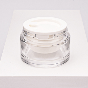 Chất lượng cao 30g 50g đôi tường rõ ràng Trắng thủy tinh mỹ phẩm Kem Jar với bơm lại bên trong Pod Matte nắp màu trắng - Product Image 3